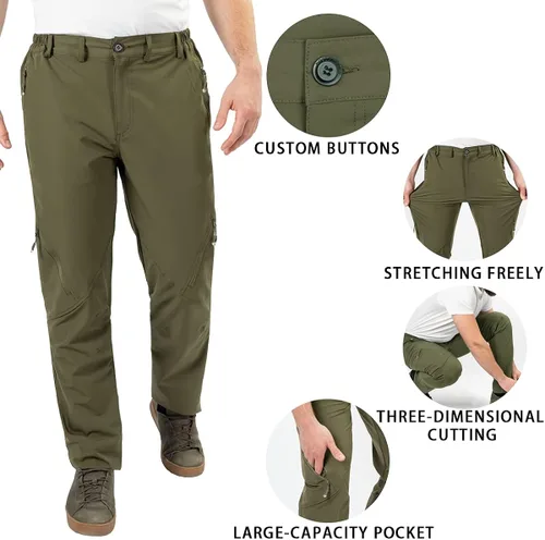 Vista 2 de Postropaky Pantalones de pesca para hombre de secado rápido ligeros impermeables para viajes al aire libre escalada pantalones elásticos