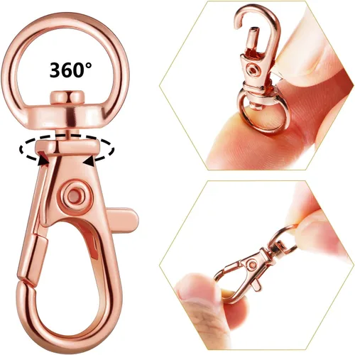 Vista 4 de Hotop Juego de 100 cierres giratorios de 50 piezas con 50 anillos de llavero, ganchos de clip para llavero de langosta para llavero, joyería