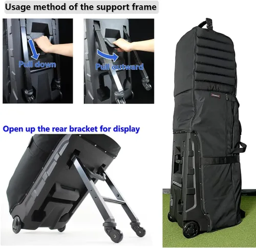 Vista 5 de Wheeled Golf Travel Bag with Stand, Adjustable 2 or 4 Wheels, Thickened Padded Protection, Rolling Travel Case with Handles, with Password Lock