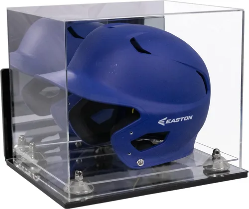 Vista 148 de Better Display Cases Vitrina acrílica para casco de bateo de béisbol con espejo, elevadores rosados, montaje en pared y base de espejo (V22/A012)