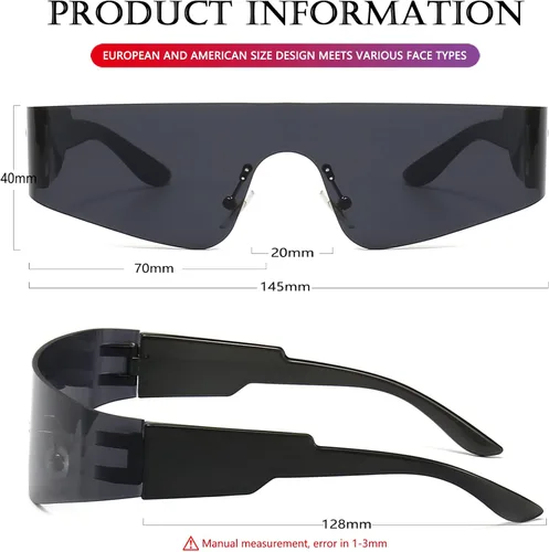 Vista 6 de AIEYEZO Modern Fashion Rimless Futuristic Wrap Around Sunglasses Women Men Cyberpunk Visor Sun Glasses Trendy Future Shades