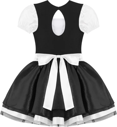 Vista 3 de JEATHA Disfraz de sirvienta francesa de Halloween para niños vestido de uniforme de sirvienta trajes de cosplay elegantes