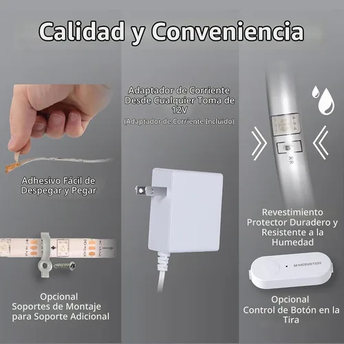 Vista 4 de Monster Tira de luces LED inteligentes RGB+IC de 25 pies, tira de luces reactivas de sonido para dormitorio, control de aplicación y voz, tira