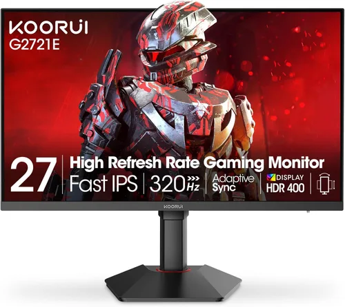Vista 16 de KOORUI Monitor para juegos de 24.5 pulgadas, pantalla IPS FHD de 200 Hz 1080p, 1 ms (GG), HDR400, 90% DCI-P3, sincronización adaptativa, HDMI 2.0