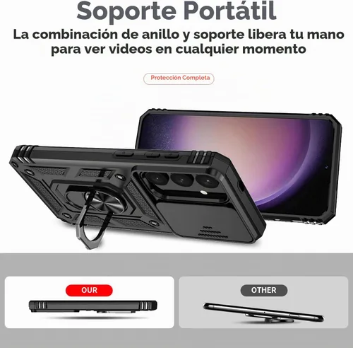 Vista 7 de Funda para Samsung Galaxy S24 con cubierta para lente de cámara, protector de pantalla HD, doble capa de grado militar, probada contra caídas