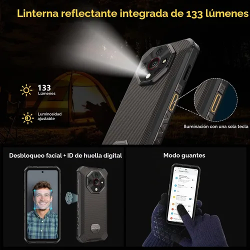 Vista 7 de Ulefone Armor X16 - Teléfono inteligente resistente, sistema operativo Android 15, 10360mAh/33W, 12+128GB/2TB, cámara de 48MP+20MP+2MP+16MP, 6.56