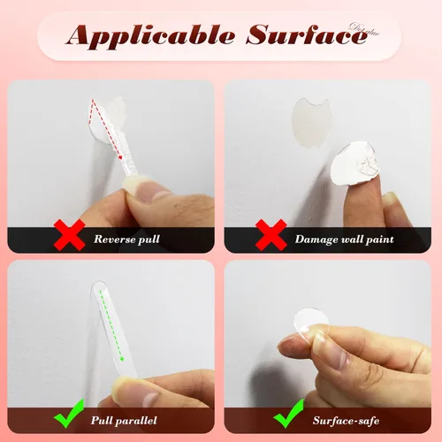 Vista 5 de PHIXBEAR Masilla transparente para póster de 0.8 pulgadas con lengüetas para tirar, extraíble, sin daños, puntos adhesivos de doble cara, resistente