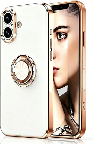 Vista 84 de Compatible con iPhone 11 Kickstand, anillo de rotación de 360 grados integrado con borde de oro rosa brillante que funciona con soporte magnético