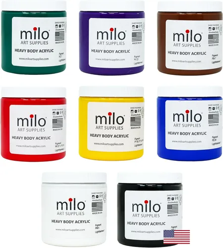 Vista 15 de milo Juego de 6 pinturas acrílicas fluorescentes Botellas de 4 onzas Paquete de pintura acrílica de colores neón para estudiantes Hecho