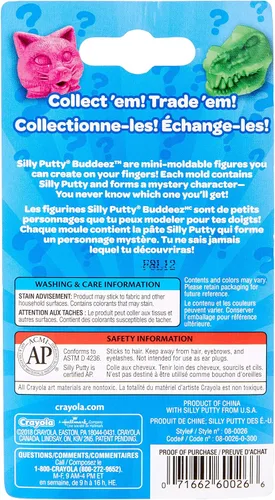 Vista 6 de Crayola Silly Putty Buddeez, juguete sorpresa, regalo para niños de 4, 5, 6, 7 años