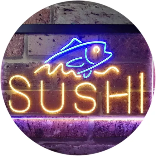 Vista 18 de ADVPRO Sushi Fish Sashimi Restaurant - Letrero de neón LED de doble color, azul y rojo, 12 x 8.5 pulgadas, st6s32-i3334-br