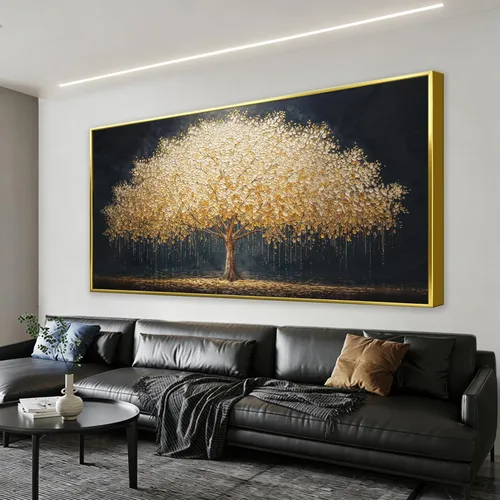 Vista 23 de Tsomzxng Arte Moderno de Lienzo para Decoración de Pared Impresiones de Pinturas Paisaje Dorado del Árbol de la Vida Impresiones de Pintura