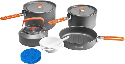 Vista 10 de Fire-Maple Feast - Juego de 4 utensilios de cocina para acampar al aire libre con ollas, hervidor, cacerolas y espátula para senderismo, pesca