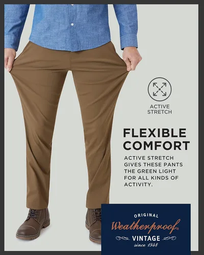 Vista 6 de Weatherproof Vintage Pantalones de excursión de ajuste regular para hombre, ultra elásticos, informales, con parte delantera plana