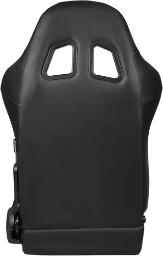 Vista 2 de IKON MOTORSPORTS, Asientos universales para vehículos de carreras con deslizadores dobles, de piel sintética negra con rayas blancas, reclinable