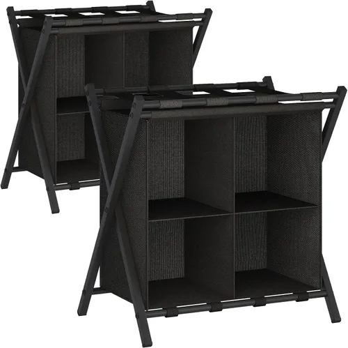 Vista 14 de aboxoo Portaequipajes con almacenamiento, soportes plegables para maleta para habitación de invitados, soporta hasta 120 libras, soportes