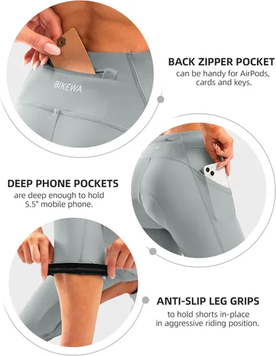 Vista 5 de Pantalones de ciclismo acolchados 4D para mujer, pantalones cortos de ciclismo de cintura alta, capris de bicicleta 34, mallas de ciclismo