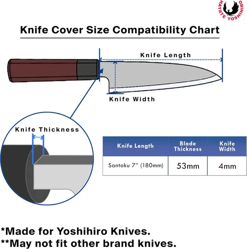 Vista 6 de Yoshihiro Protector magnético de hoja de madera de roble Saya para Santoku (7.087 in)7in