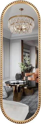 Vista 16 de Espejo de pared para baño, espejo rectangular de 24 x 36 pulgadas, marco de cuentas de esquina redondeada, espejo de tocador grande que se cuelga