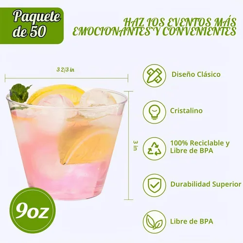 Vista 6 de RACETOP Vasos de plástico desechables transparentes de 9 onzas, paquete