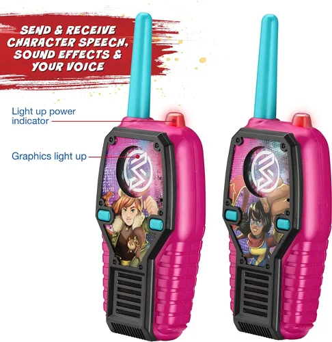 Vista 3 de Marvel Rising FRS Walkie Talkies con luces y sonidos aptos para niños, fáciles de usar