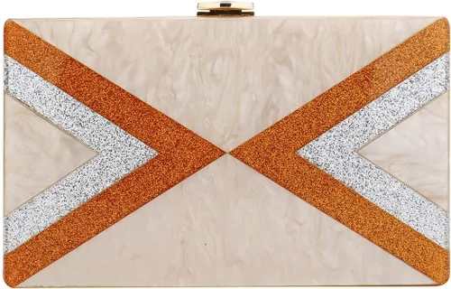Vista 2 de EROGE - Bolso de mano de acrílico con diseño geométrico colorido para mujer