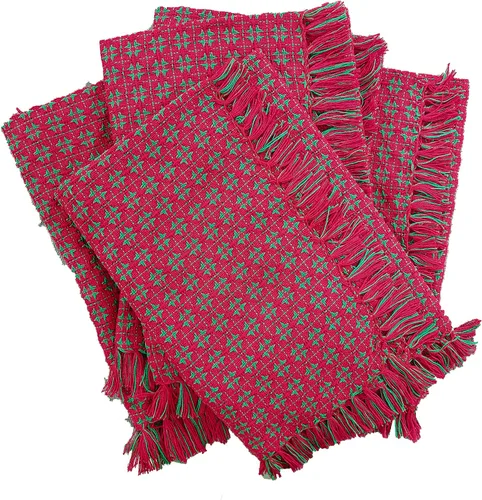 Vista 29 de Juego de 6 servilletas, verde botella tejidas con flecos, servilletas 100% algodón, tamaño 20x20 pulgadas, adecuadas para cenas formales, comidas