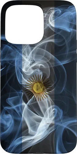 Vista 31 de iPhone 16 Smoky Argentina Flag - Funda de orgullo argentino estilo humo