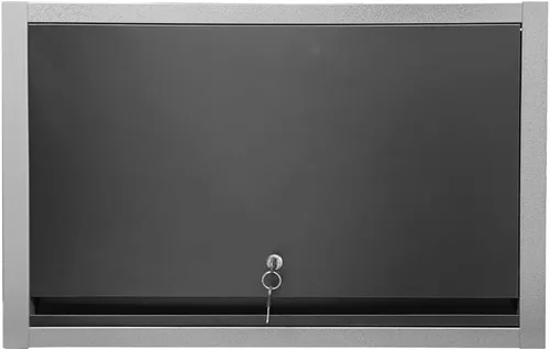 Vista 7 de JZD Armario de pared de metal con estante extraíble, armario colgante con cerradura con puerta que se abre hacia arriba, para cocina, almacén