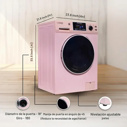 Vista 6 de Equator 24" 110V Convertible Compact Combo Washer Dryer, Pink