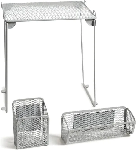 Vista 9 de U Brands Kit de organización de casilleros de malla negra, incluye taza magnética, estante plegable y contenedor, 3 piezas