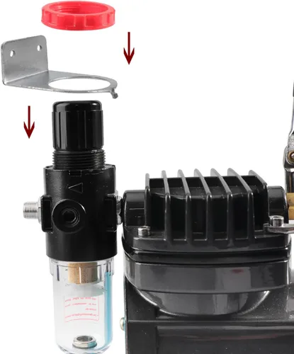 Vista 6 de SAGUD Compresor de aerógrafo Regulador de presión de aire Mini filtro en línea Aceite Trampa de agua humedad con adaptador de aerógrafo, ajuste