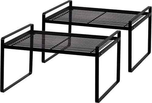 Vista 11 de Shantton Paquete de 2 estantes de gabinete de cocina, estante organizador de despensa, baño, dormitorio, oficina, mesa, escritorio, ahorro