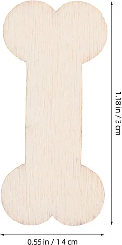 Vista 6 de Artibetter 100 piezas de recortes de hueso de perro de madera sin terminar para manualidades, pintura, proyectos de carpintería, decoración