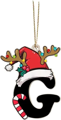 Vista 10 de Decoraciones de Navidad - Letras de adorno de la A a la Z para el árbol, adornos colgantes del alfabeto de Navidad de bricolaje (A)