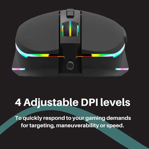Vista 5 de PHILIPS Ratón para juegos con cable RGB, 7 botones programables, DPI ajustable, cómodo agarre ergonómico óptico PC PC Gamer Ratones