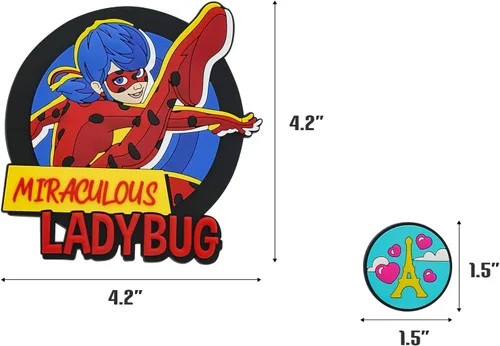 Vista 3 de Miraculous Ladybug - Pop n' Swop 12 insignias surtidas de mariquita y gato negro, insignias regulares y XXL, compatible con monederos Pop n' Swop