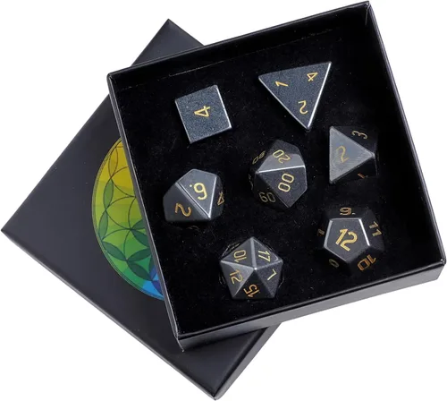 Vista 18 de mookaitedecor Juego de 7 dados poliédricos de cristal de ágata india, dados pulidos de piedras pulidas para juegos de mesa RPG MTG decoración
