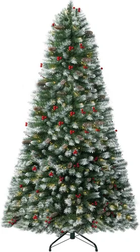 Vista 15 de Naomi Home - Árbol de Navidad realista preiluminado de 6.5 pies, 400 luces Con bisagras