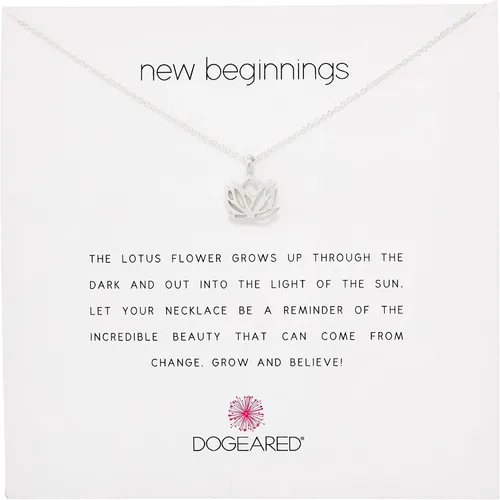 Vista 2 de Dogeared, "Recordatorios", Collar con pendiente de flor de loto para la llegada de nuevos comienzos