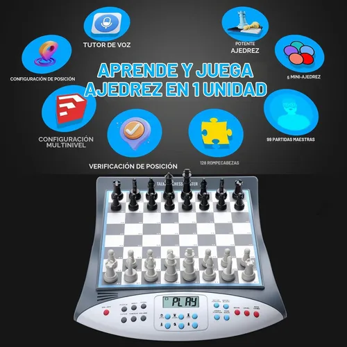 Vista 3 de Juego de ajedrez electrónico con sistema de enseñanza de voz, juego de ajedrez magnético para computadora, gran socio para principiantes y jugadores