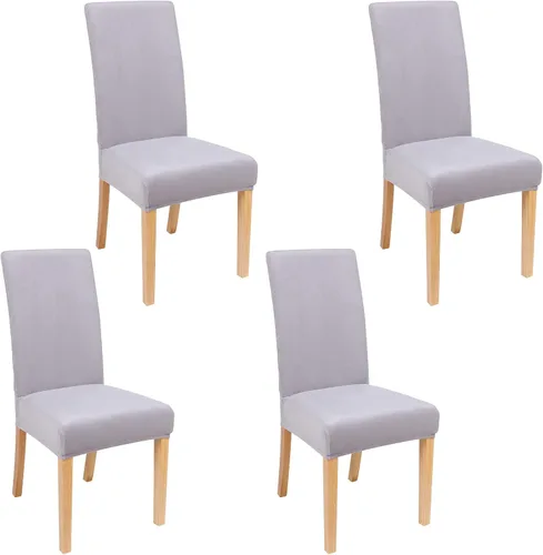 Vista 28 de smiry - Fundas para sillas de comedor de terciopelo elástico y suave, extraíbles, Terciopelo, Beige