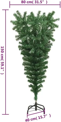 Vista 7 de Upside-Down Artificial Christmas Tree with Stand Green 5 ft