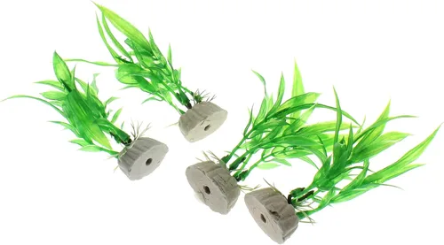 Vista 3 de 4 piezas de plantas de plástico artificiales verdes para pecera, decoración de acuario de peces