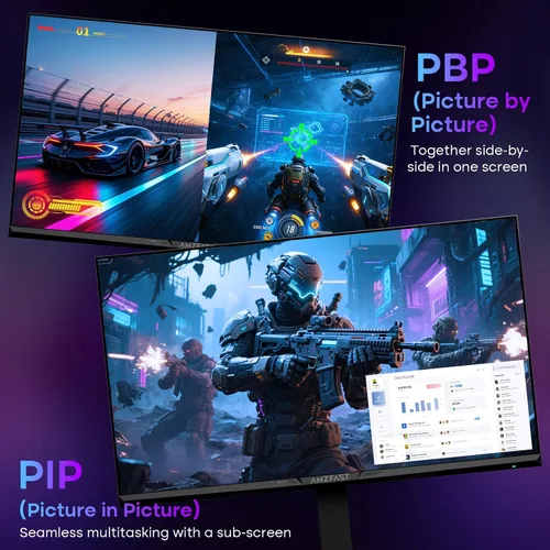 Vista 47 de Amzfast - Monitor de juegos de 24 pulgadas 180Hz 200Hz FHD 1080p, monitor de computadora, sincronización adaptativa de 1 ms, 3000:1, pantalla HDR