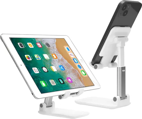 Vista 8 de HOTEMIA Soporte para teléfono celular, soporte plegable ajustable para teléfono para escritorio, soporte de iPhone compatible con todos los Negro