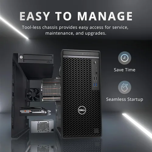 Vista 4 de Dell OptiPlex 3000 Tower Desktop, Intel i3-12100, RAM DDR4 de 16 GB, SSD de 512 GB, Intel UHD Graphics 730, Wi-Fi, HDMI, RJ-45, DVD-RW, teclado