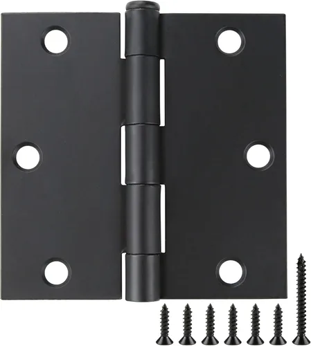 Vista 7 de JIW Paquete de 30 bisagras cuadradas de níquel cepillado de 3.5" para puerta con 6 agujeros, acabado de níquel satinado, estilo contemporáneo