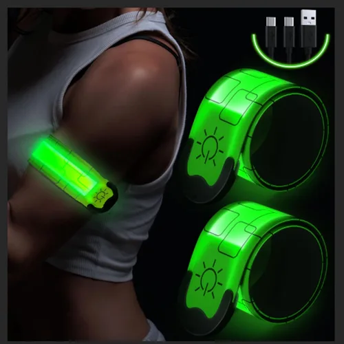 Vista 11 de Simket Brazalete LED Recargable para Correr (Paquete de 2), Luces para Correr para Corredores, Luces para Correr, Equipo Reflectante de Alta