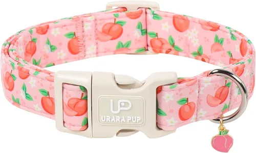Vista 14 de Collar de perro floral azul, collar floral de algodón ajustable para primavera y verano con colgante de margarita, hebilla de liberación rápida